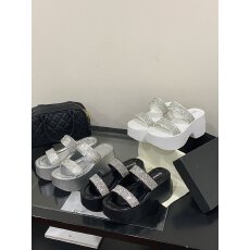 批发新款8CM厚底松糕一字带钻<b class='q'>简约</b>女鞋现货34--40