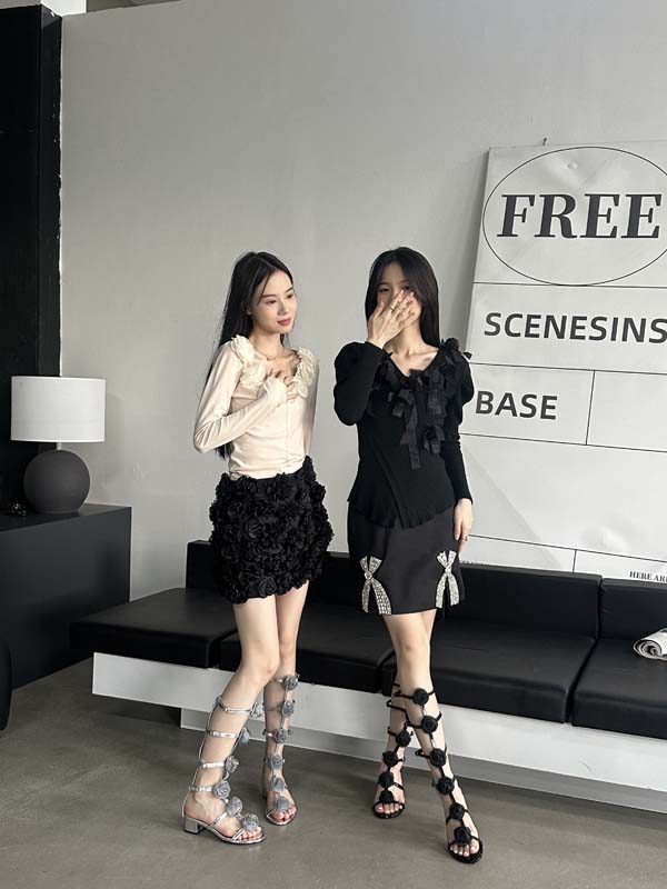 X-33414# 26夏季高筒蕾丝玫瑰花罗马凉靴已到大货35-40码 女鞋批发鞋子货源