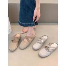 2026夏季新款休闲百搭圆头平底拖鞋软底包头半拖配裙子少女粉凉拖