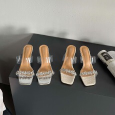 批发2026新款<b class='q'>夏</b>季透明水钻银色仙女风凉拖鞋女外穿时尚水晶高跟凉鞋