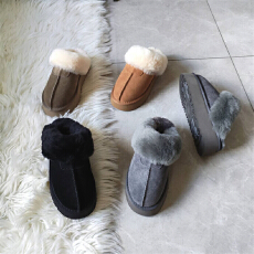 批发真皮羊毛雪地靴2025新款厚底毛毛拖鞋外穿冬季保暖加绒千颂伊半拖