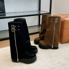 批发2025秋冬新款长靴女厚底增高甜酷辣妹小个子<b class='q'>裤</b>管马丁靴高跟高筒靴