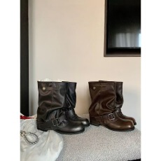 批发马丁靴女款手抓纹短靴女短筒切尔西靴  