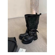 批发马丁靴女款手抓纹尖头拉链短靴女短筒切尔西靴  