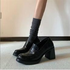 暗黑系洛丽塔圆头松糕厚底高跟鞋学院单鞋女鞋色    35-39码