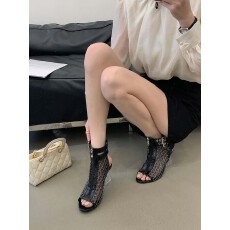 批发夏季<b class='q'>欧美</b>走秀同款超高跟水晶透明靴鱼嘴凉靴   黑色35-40码