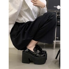 批发暗黑系洛丽塔圆头松糕厚底高跟鞋学院单鞋皮带扣女鞋色 