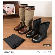 批发热巴同款粗跟法式复古西部牛仔长靴女靴子2026秋季新款高筒骑士靴