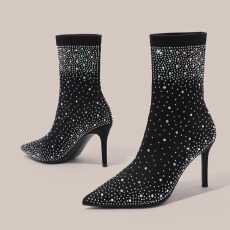 批发2025秋冬<b class='q'>欧美</b>尖头细跟瘦瘦靴子法式时装靴女靴货号