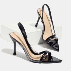 批发外贸2026年新款高跟凉鞋露趾一字带扣细跟女鞋货号