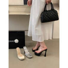 透明凉鞋女2026新款夏季外穿一字带粗跟防水台高跟鞋配裙子鞋子