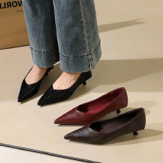 批发复古风职业工作通勤细跟久站不累脚一脚蹬<b class='q'>休闲</b>百搭尖头单鞋女