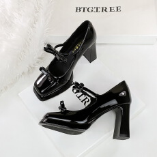 批发<b class='q'>欧美</b>性感漆皮超高跟不累脚蝴蝶结一字扣防水台时尚单鞋