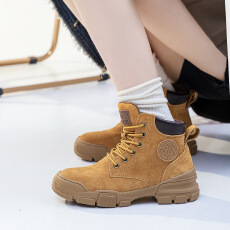 批发2025冬季新款内增高厚底工装短靴情侣款大黄靴女鞋货号