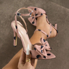 2026夏季新款高跟凉鞋蝴蝶结细跟高跟大码女凉鞋货号