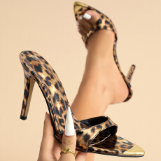 2026夏季新款时尚细跟欧美风高跟女凉鞋大码豹纹凉鞋货号
