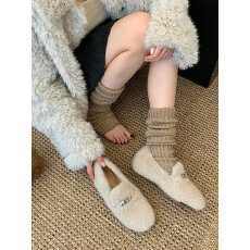 批发2025年<b class='q'>冬</b>季新款皮带扣外穿毛毛鞋一脚蹬内增高5CM保暖毛绒玛丽珍