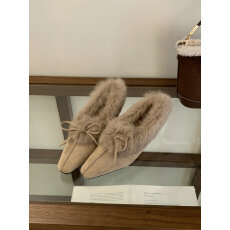 批发韩版方头内增高毛毛鞋<b class='q'>复古</b>风蝴蝶结羊羔毛深口单鞋保暖兔毛女鞋