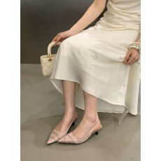 尖头后空凉鞋女 2026 春季新款细跟浅口气质通勤高跟鞋