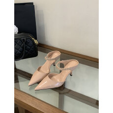 批发2026新款裸粉色尖头细跟凉鞋女 漆皮水钻后空通勤百搭高跟鞋