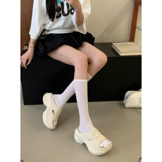 十字花厚底拖鞋女夏外穿增高松糕底一字拖网红爆款凉拖