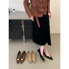 批发金属金扣磨砂绒面浅口低跟鞋通勤<b class='q'>百搭</b><b class='q'>女鞋</b>