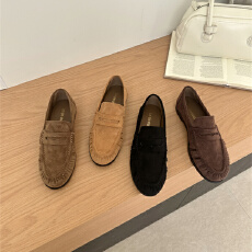 批发极简英伦风圆头浅口乐福鞋女2026新款经典复古<b class='q'>学院风</b>一脚蹬皮鞋女