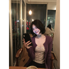 批发实拍实价不减：紫色针织开<b class='q'>衫</b>+碎花吊带背心女内搭小上衣2件套