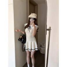 批发实拍实价不减：夏季新款短裙减龄<b class='q'>甜美</b>学院可爱风短袖针织连衣裙