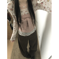 批发实拍实价不减：夏款粉色抹胸+粉色印花打底罩衫2件套