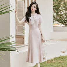 批发新款实拍 法式小香风s型细闪修身鱼尾连衣<b class='q'>裙</b>礼服+40