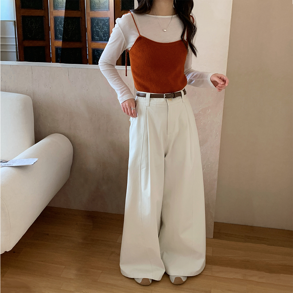 실사 익스트림 제인 루즈핏 다용도 와이드 레그 팬츠 기타 색상 캐주얼 2026 봄 여름 여성 면 100% 워시 물 긴 바지
