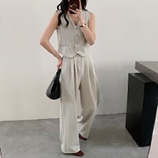 批发实拍 夏季慵懒气质西装<b class='q'>马甲</b>女2026春夏新款显瘦无袖西装<b class='q'>马甲</b>套装