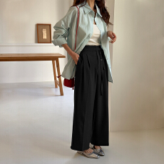 批发实拍 26年早春新款飘带设计感宽松百搭西裤垂感拖地裤子西<b class='q'>装裤</b><b class='q'>女</b>