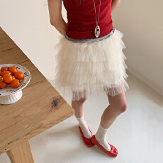 批发实拍 2026<b class='q'>春</b>夏季可爱甜美少女网纱花边蛋糕蓬蓬短裙a字短裙