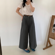 批发实拍 纯棉<b class='q'>白</b>色休闲裤女春夏款日系宽松百搭<b class='q'>裤子</b>直筒阔腿裤九分裤