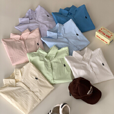 批发出货 早春少女糖果色法式衬衫女2026<b class='q'>新款</b>百搭刺绣小众衬衣长袖