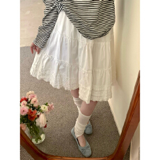 批发甜美荷叶花边拼接蛋糕裙女夏减龄高腰显瘦温柔百搭A字半身裙