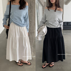 批发26年春夏 韩系简约设计感褶皱拼接宽松<b class='q'>百搭</b>大裙摆半身裙