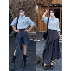 批发2025秋季新款胖mm学院风假两件拼接撞色长袖<b class='q'>连衣裙</b>女显瘦长裙子女