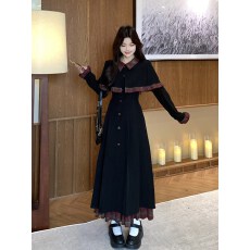 批发2026<b class='q'>春</b>季新款胖mm别致拼接斗篷连衣裙显瘦高级感独特减龄长裙子女