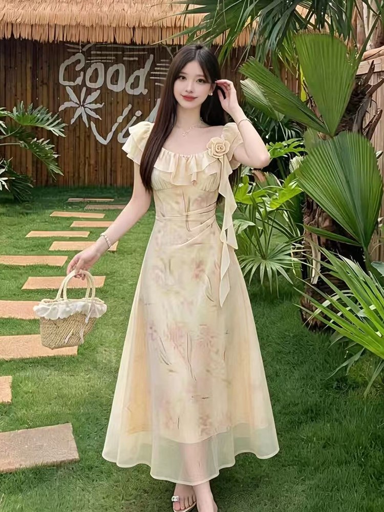 2026 새로운 여름 지방 mm 디자인 센스 디스플레이 얇고 작은 치마 꽃무늬 치마 프랑스식 드레스 롱 스커트 아이들