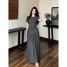 批发大码女装2026新款穿搭一整套夏季微胖mm慵懒风收腰短袖<b class='q'>两件</b>套装裙