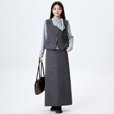 批发法式气质秋季<b class='q'>连衣裙</b>女2025新款休闲小衫显瘦马甲半身裙三件套装