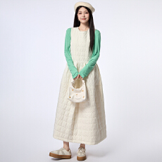 批发新款时尚休闲百搭纯色圆领加厚压格无袖中长款<b class='q'>连衣裙</b>T恤两件套