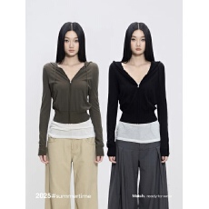 批发WITHMIN 短款拉链外套女2025新款秋季<b class='q'>修身</b>显瘦休闲百搭长袖女上衣
