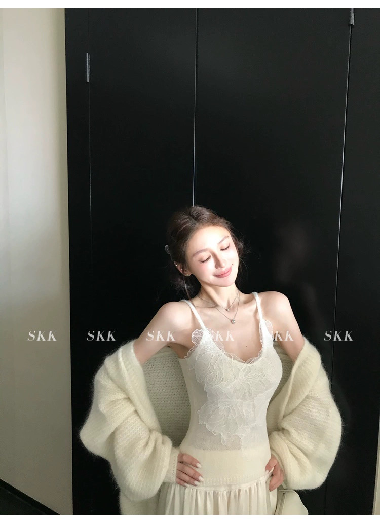 skk store 토스카 Na ~ 중 봄 양 낙타 양모 마 하이 머리 손 훅 센스 두꺼운 바늘 대 오픈 가디건 슬립