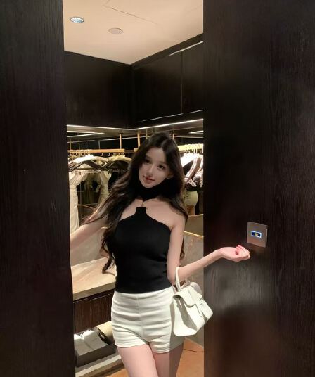 고급 센스 스웨터 여성 뜨개질 질감 순수한 욕망 섹시함 행침 목 디자인 튜브탑 슬립 여성 봄