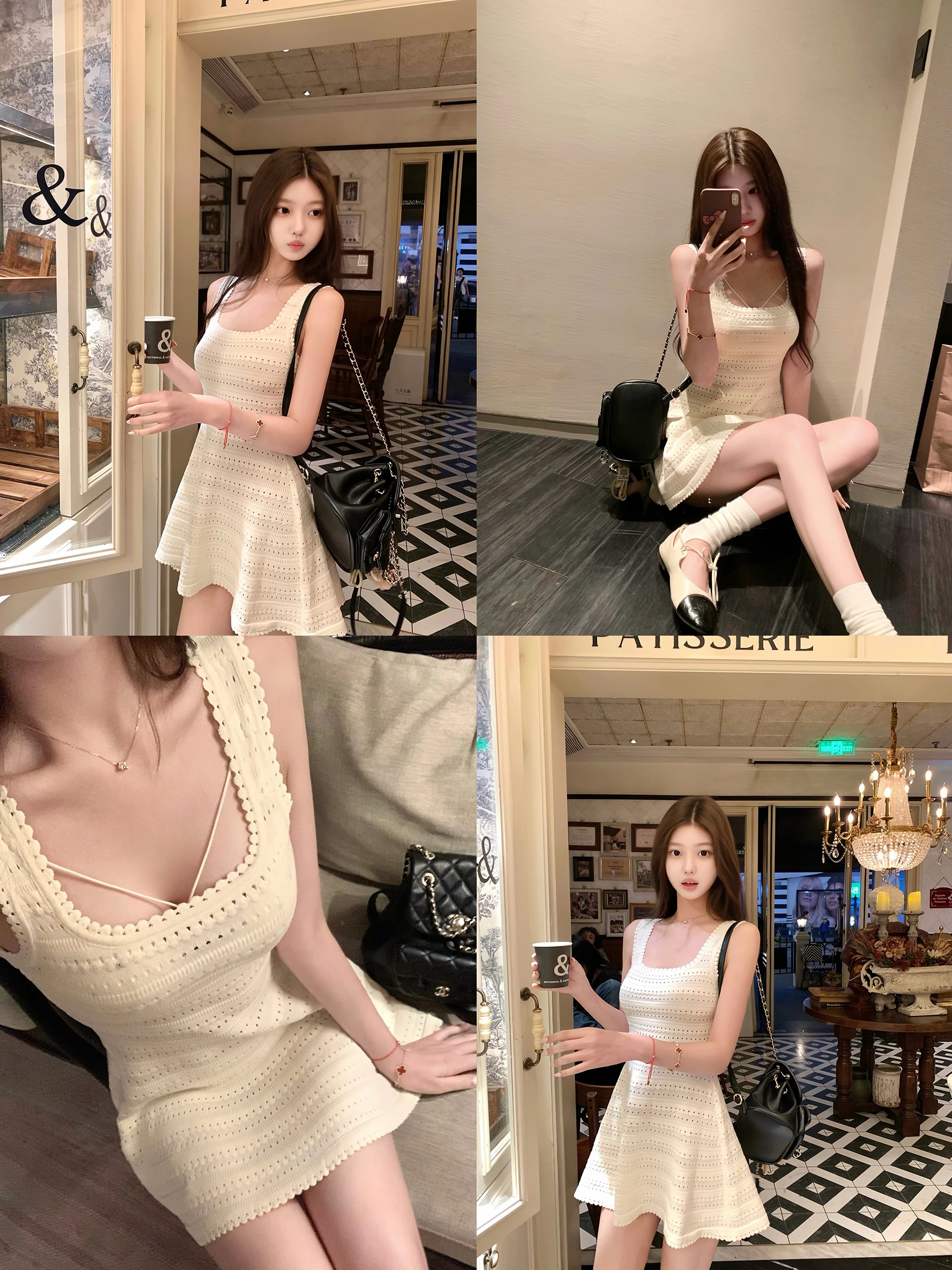 디스크 디스크 사랑 라일락 민소매 허리 수축 조끼 스커트 여성 여름 몸매 가꾸기 슬림해 보이는 품격 니트 점프 슈트 치마