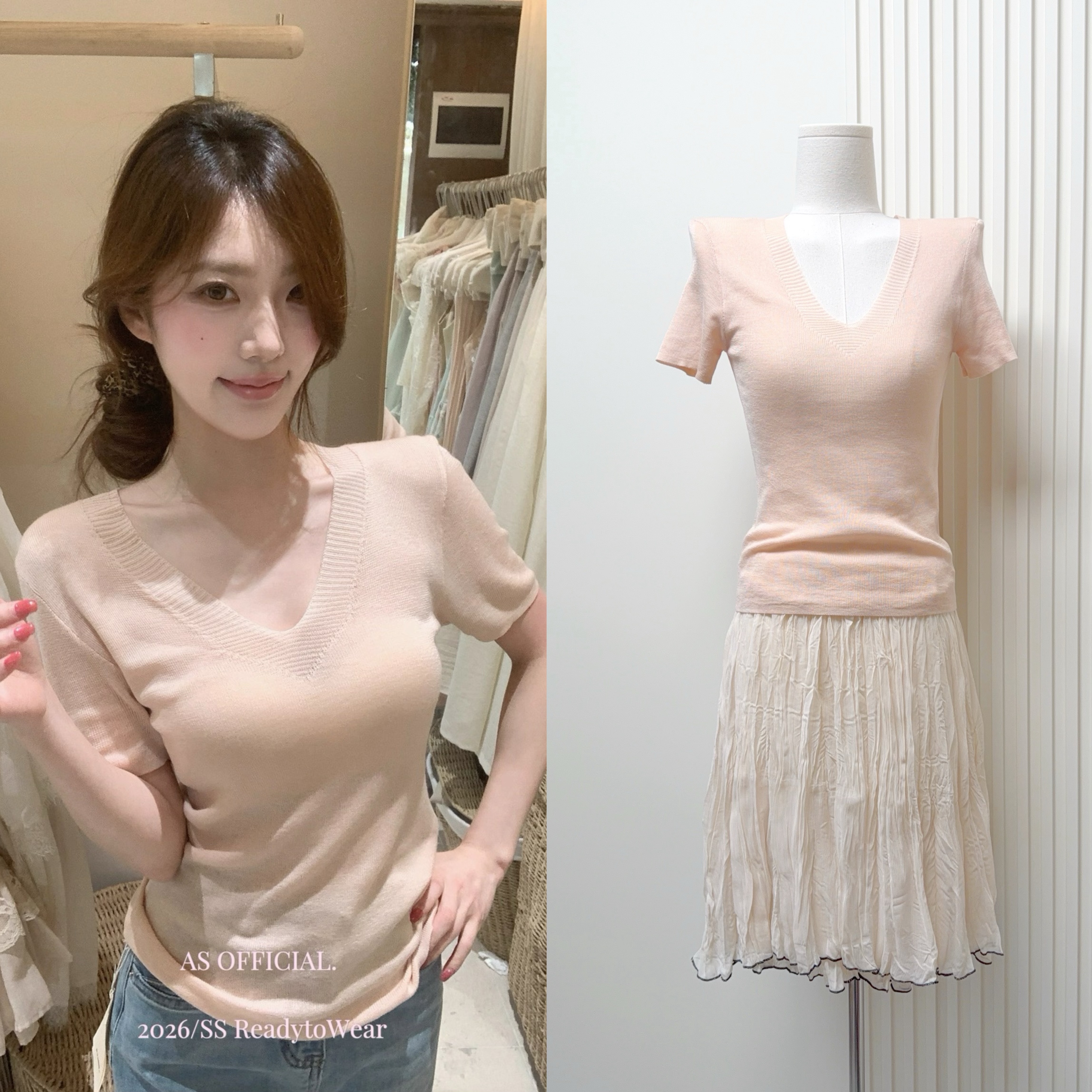 한 부서 부드러운 센스 순수한 욕망 품격 니트 티셔츠 여성 여름 새로운 프로 피부 통기성 품격 다용도 얇은 스타일 맨위